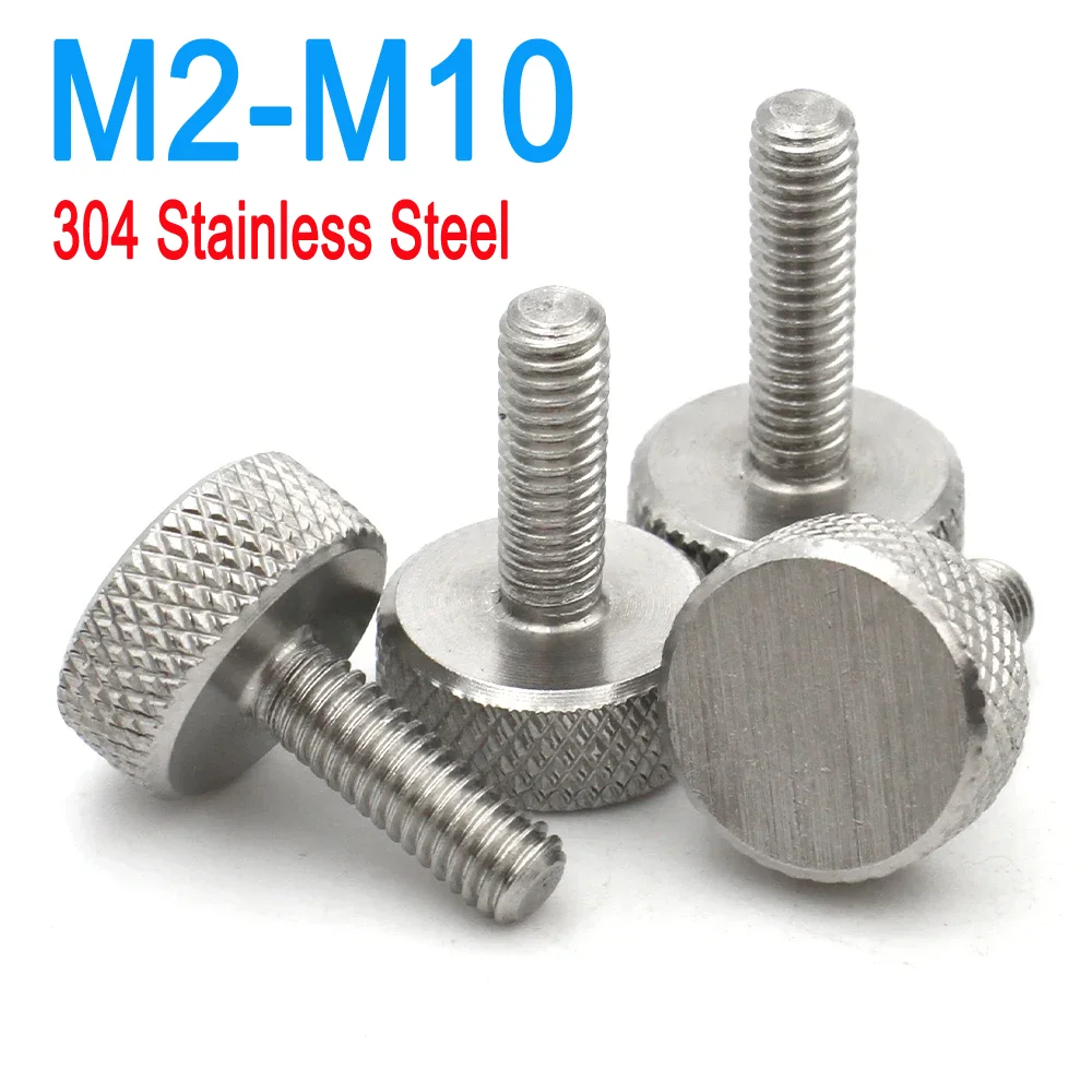 

M2 M2.5 M3 M4 M5 M6 M8 M10 304 Stainless Steel Knurl Flat Head Hand Tighten Thumb Screw Bolt DIN653 Curtain Wall Glass 2/5/10pcs