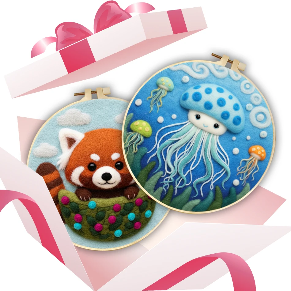 CHENISTORY Felting Kits For Beginners Wool Fleece For Felting Animals Handicraft Felt Wool For Knitting Funky Home Decor Items
