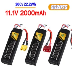 Miękki pocisk bateria 552075 bateria Lipo 11.1V 2000mah 30C T/SM/XT30 do pistoletu pneumatycznego Airsoft zabawka elektryczna część pistolety na wodę