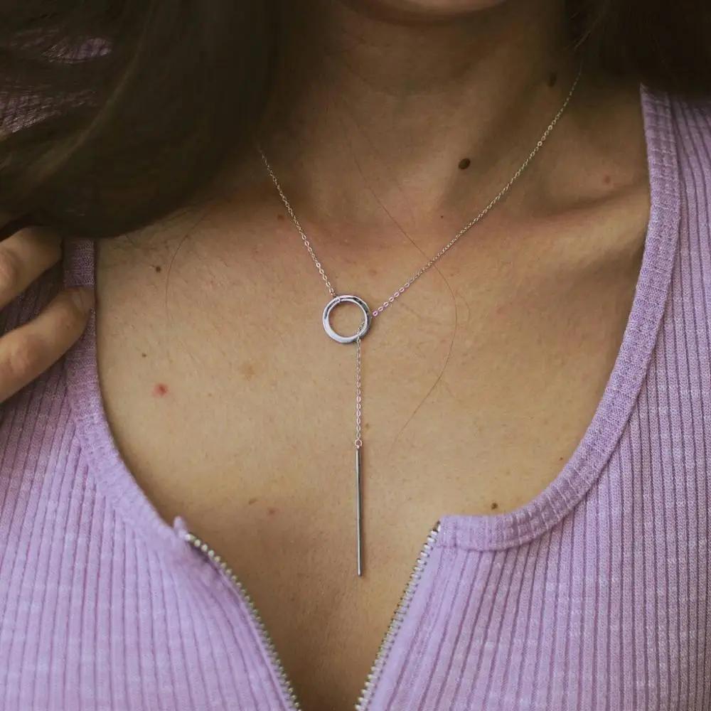 INS أسلوب بسيط قلادة طويلة قلادة للنساء رومانسية 925 فضة الذهب اللون فضي اللون هدايا thdaFine مجوهرات #2