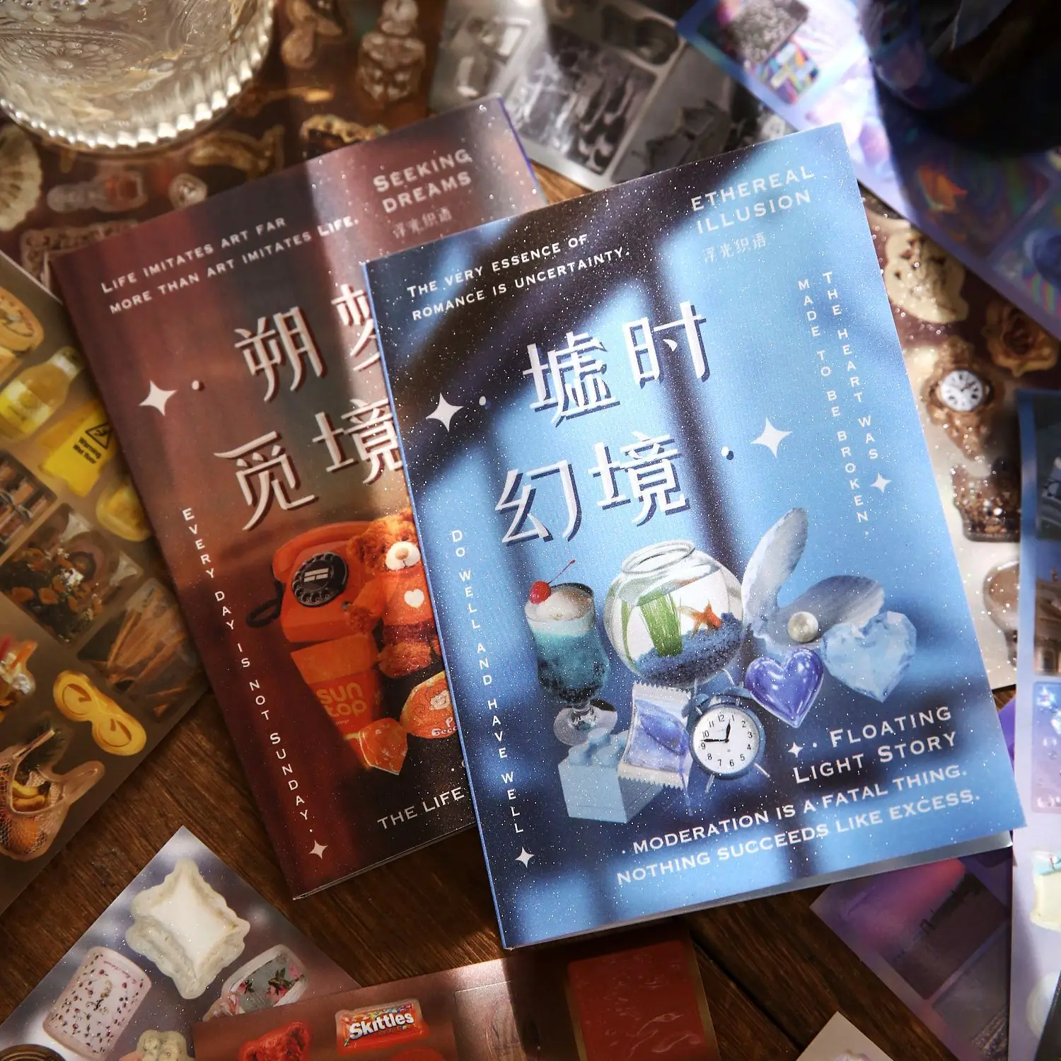 JCAC 20pcs/bag Ins Style Floating Light Woven Language Sticker Book, Hand Account Material, Creative DIY Decorative