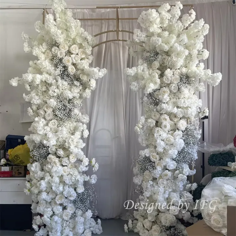 Hot Sale Artificial Flowers Bright Colors Factory Horns Arches Wedding Entrance Decor