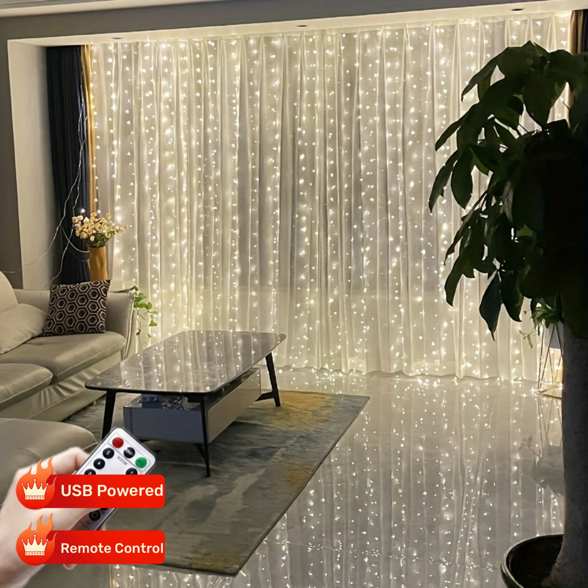 3x1/3x2/3x3m عيد الميلاد USB الستار سلسلة الجنية أضواء 8 وضع 3M LED جارلاند عن بعد للحزب حديقة ديكورات منزلية لحفل الزفاف