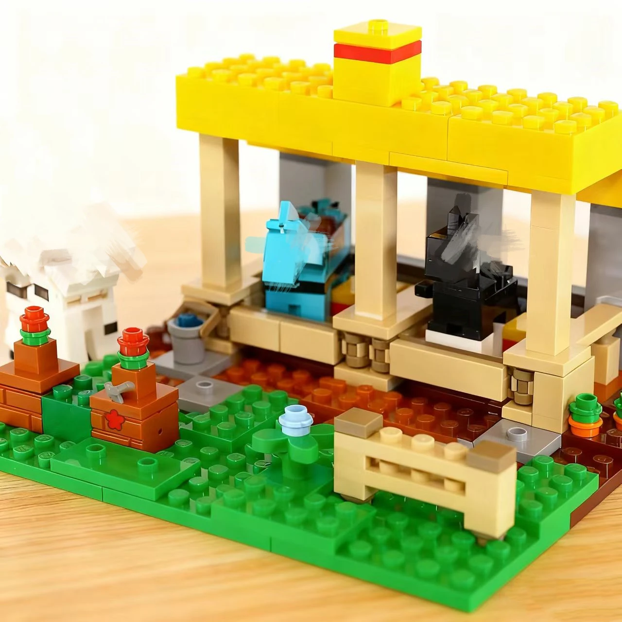 

Compatible Brands Brick Sets My Pixel World Game Series Building Blocks Horse House Stables MOC Toys Kids Gift