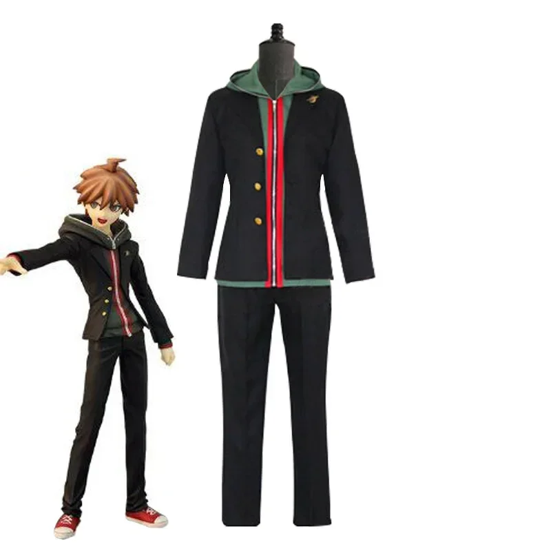 أزياء أنيمي Naegi Makoto التأثيرية سترة Danganronpa مع قلنسوة أزياء تنكرية لحفلات الهالوين كرنفال