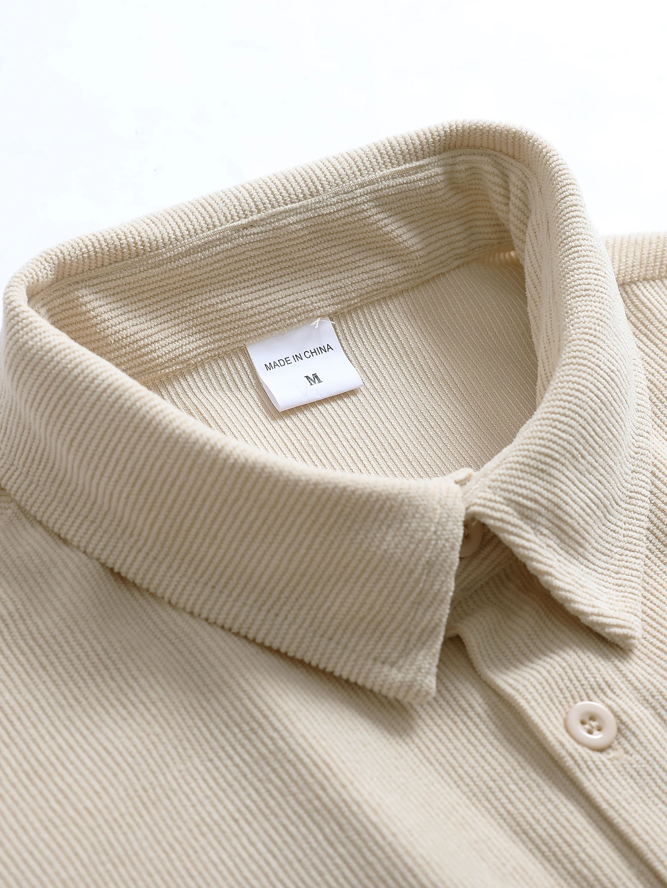 Summer new men's solid color beach casual fashion running corduroy button multi-pocket short-sleeved shirt + shorts sports suit