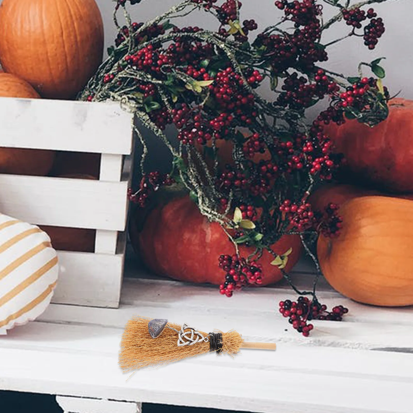 

Mini Broom Props Party Supply Small Witch Costume Ball Hanging Decor Ornament Photo Halloween Brush