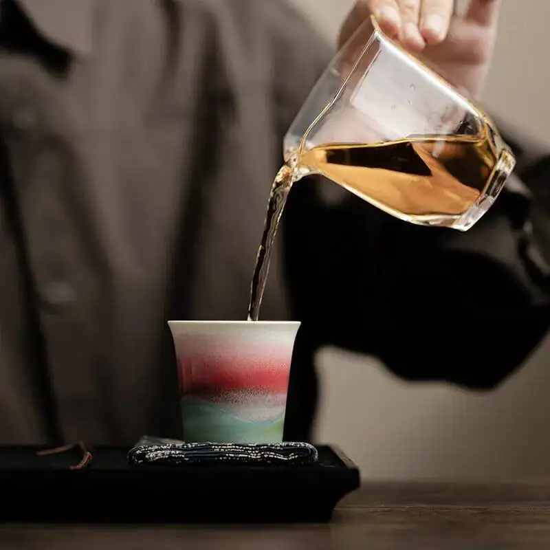 Pinellia كوب عطر أورورا فرن تغيير كوب شاي سيراميك كوب شخصي تذوق كوب المنزل الكونغ فو طقم شاي وعاء شاي هدية مجموعة صناديق