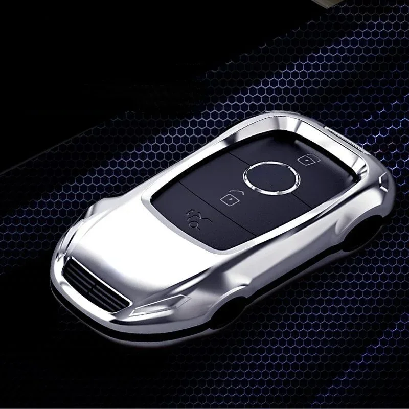 

For Mercedes Benz A C E Class GLC GLA GLB GLS GLE ABS Silver Car Key Case Keyless Cover Key Shell Car Accessories