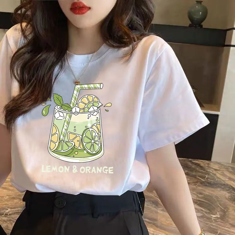 

Summer Trendy Women Short Sleeve T-shirts Leisure O-neck Printed Tees Loose All-matched Female Tops Streetwear