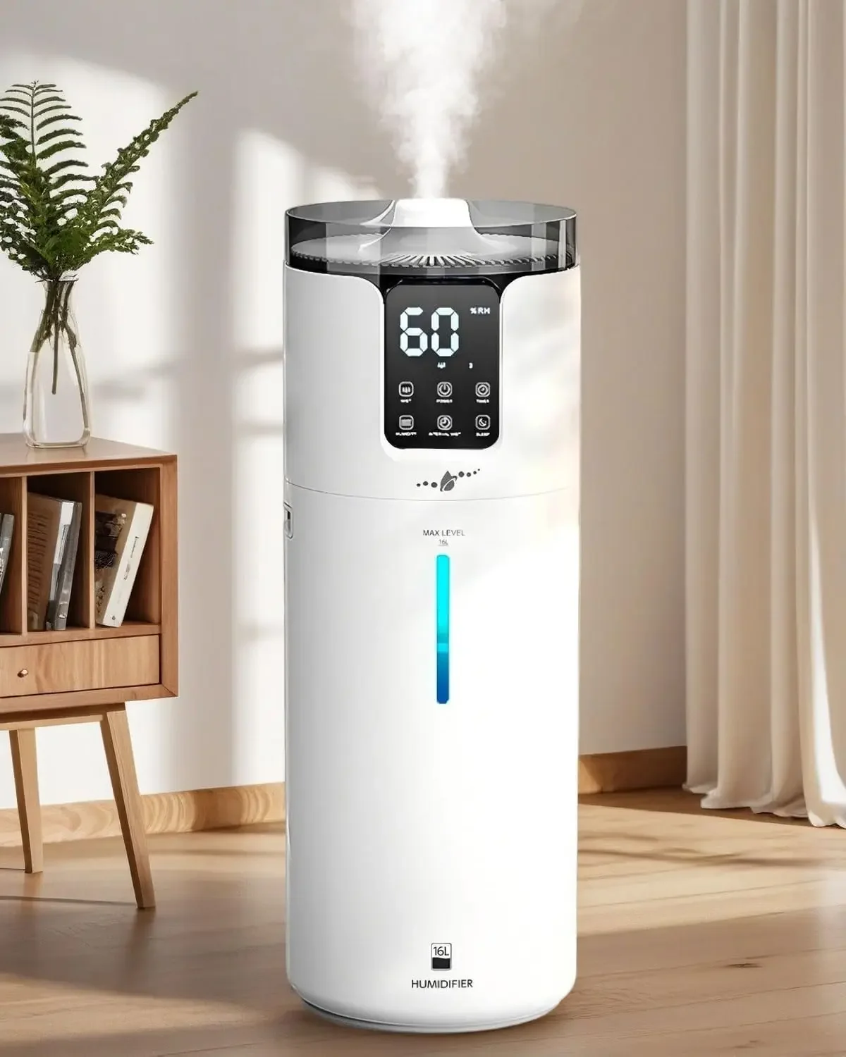 

Humidifier Large Room, 4.2 Gal/16L Large Humidifier for 1500 sq.ft, 360° Nozzles Cool Mist Ultrasonic