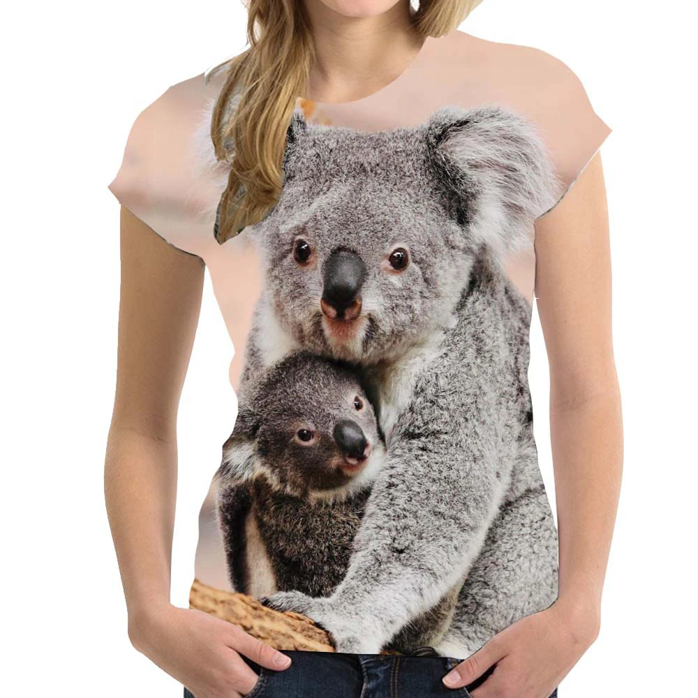 Ženy tričko koala medvídkovitý 3D tisk tees živočich ženský muži móda pouliční oblečení krátký rukáv harajuku ženské T košile nadrozměrné y2k topy