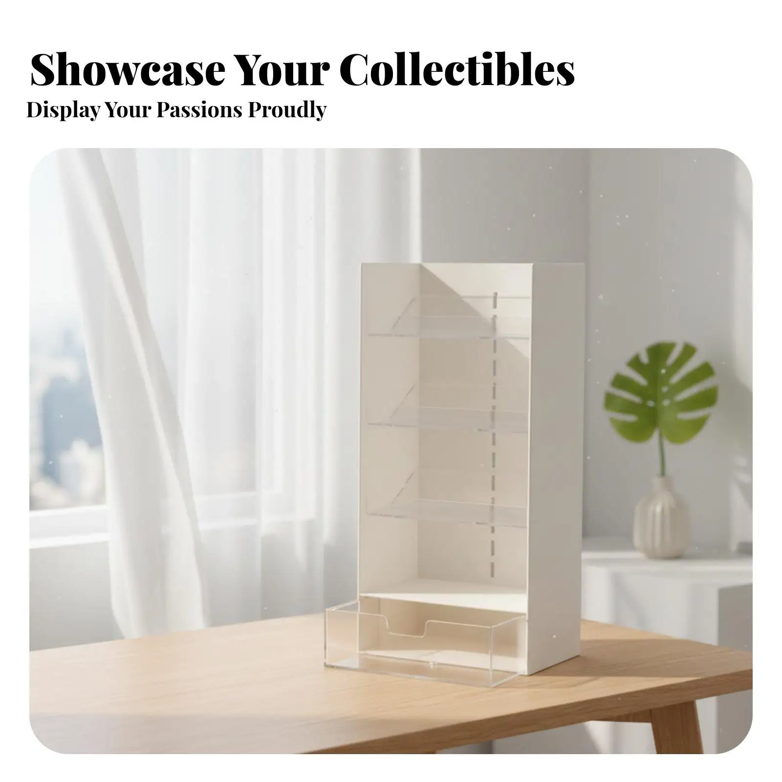 Multi Layer Collectible Storage Box Adjustable Tiers Space Saving for Desk