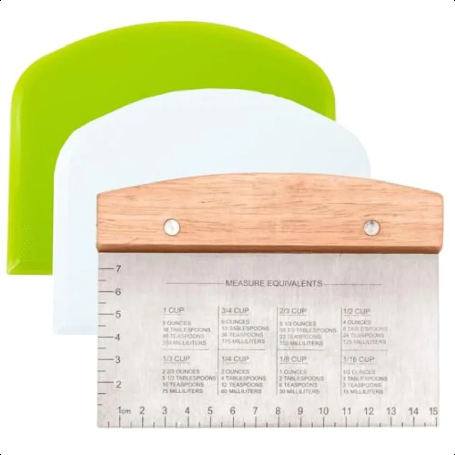 

Premium Stainl Steel Dough Cutter and Scraper Versatile Kitchen Utensil for Bread Pizza and Flat Top Griddles Commercial Grade