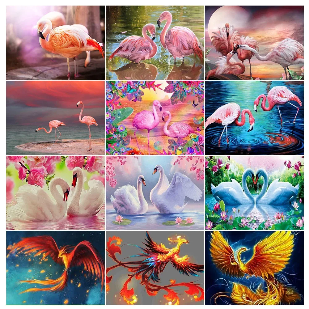 

Flamingo Picture 5D Diamond Painting Kits Animals Diamond Mosaic Swan Phoenix Rhinestone Embroidery DIY Home Decor Mosaic Gifts