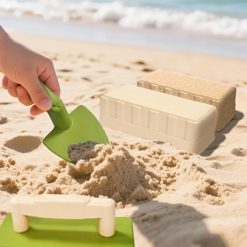 3PCS ชุดฤดูร้อนชายหาดกลางแจ้งของเล่นพลั่ว Sandbox Anti-SLIP Handle Beach สร้างปราสาททรายแม่พิมพ์ Beach Shovel ของเล่น