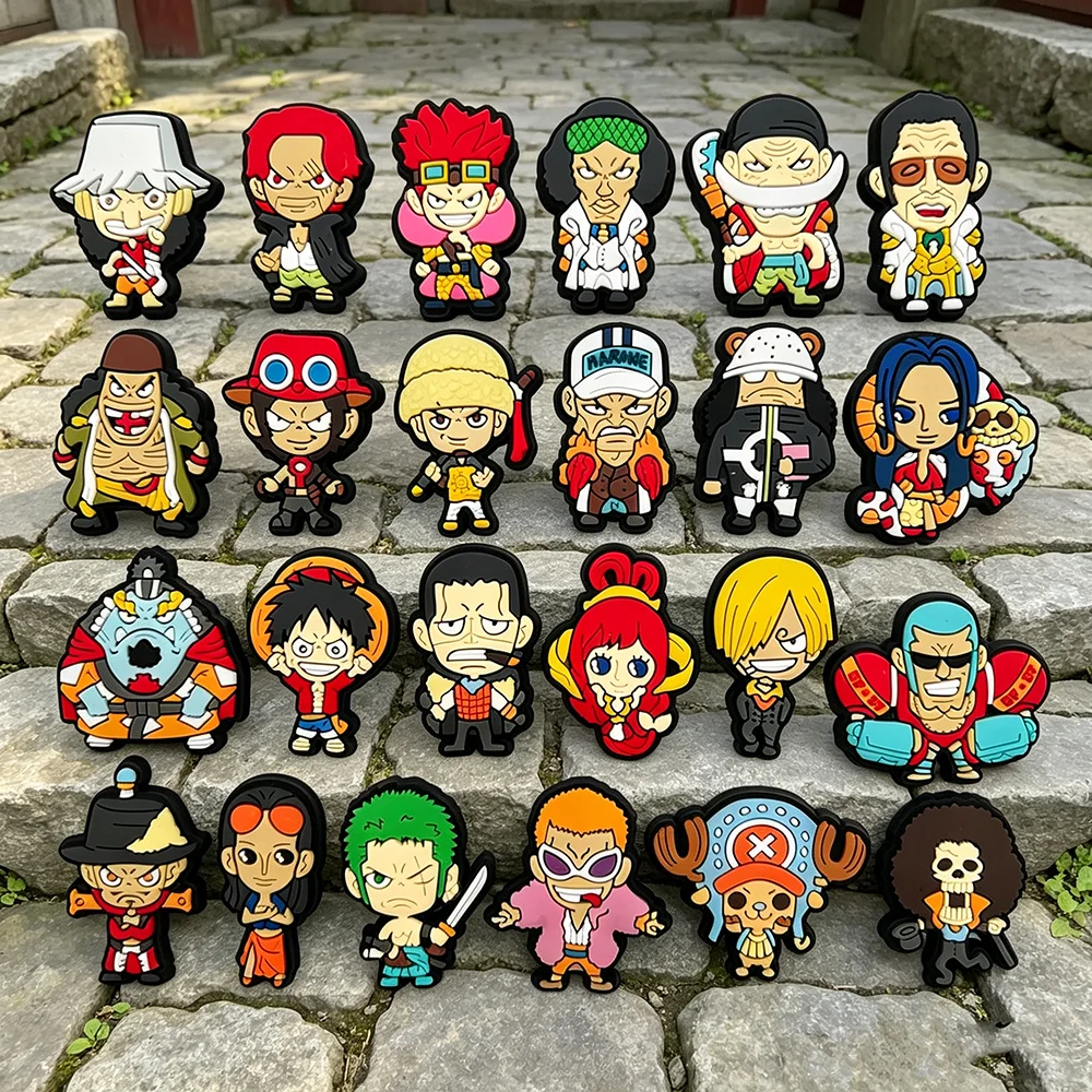 One Piece Series Anime Cartoon Shoes Charms Luffy Zoro Sanji Figures 12/24/36pcs Set Cute Buckle Accessories for DIY Gifts