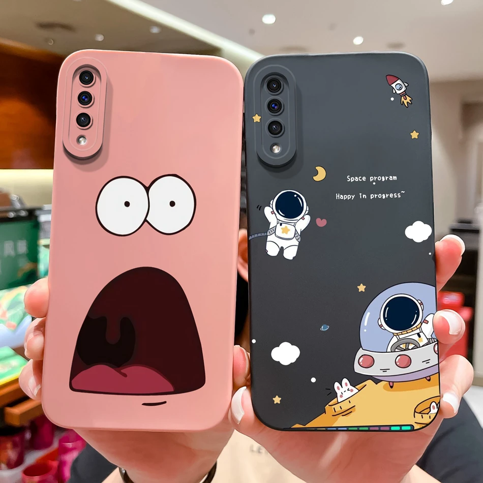 Case For Samsung A50 A50S Cute Astronaut Camera Lens Protection Soft Liquid Silicone Back Cover For Samsung Galaxy A 50 50S Capa