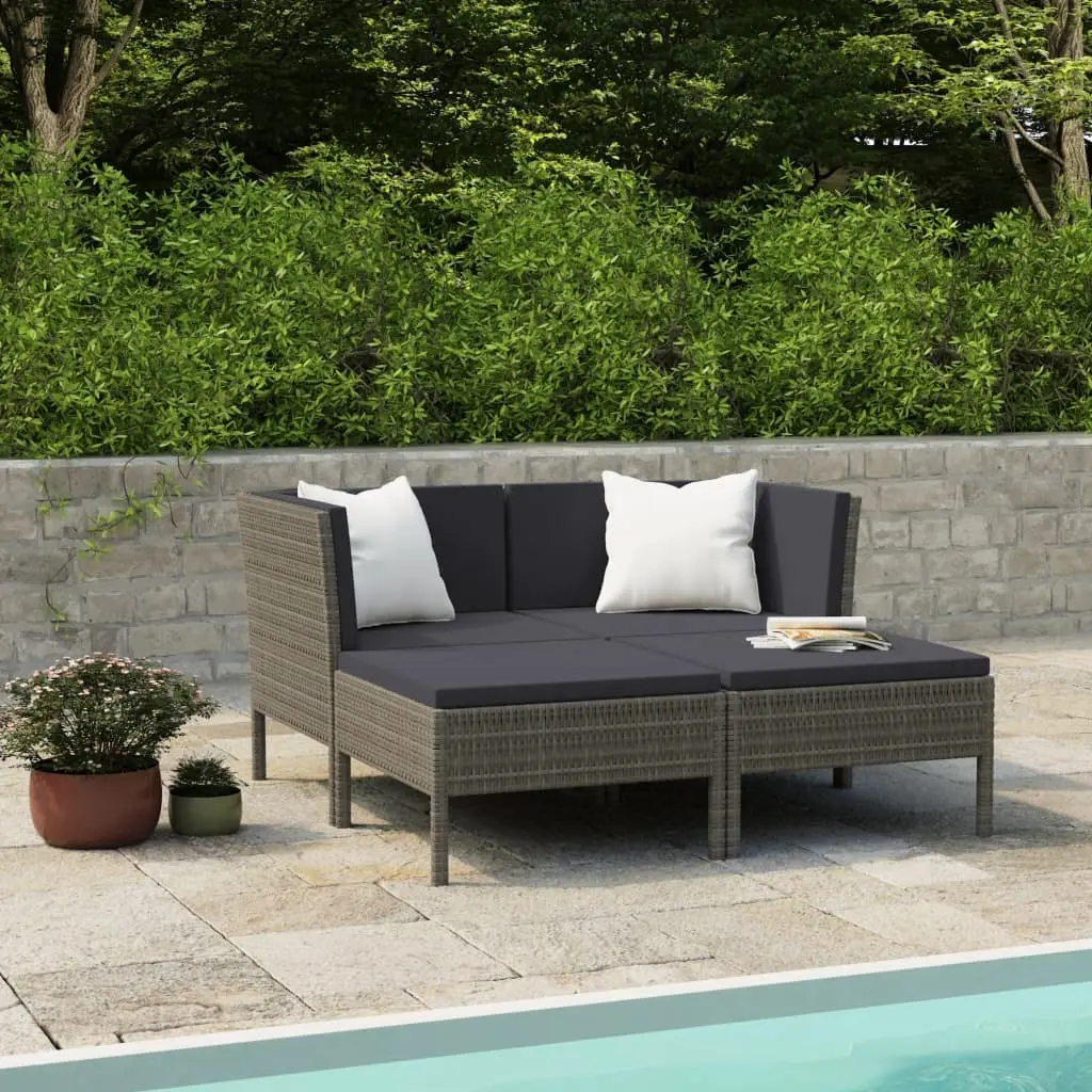 

4pcs Patio Lounge Set Sofa Table Cushions Weatherproof Rattan Garden Deck Poolside, Customized