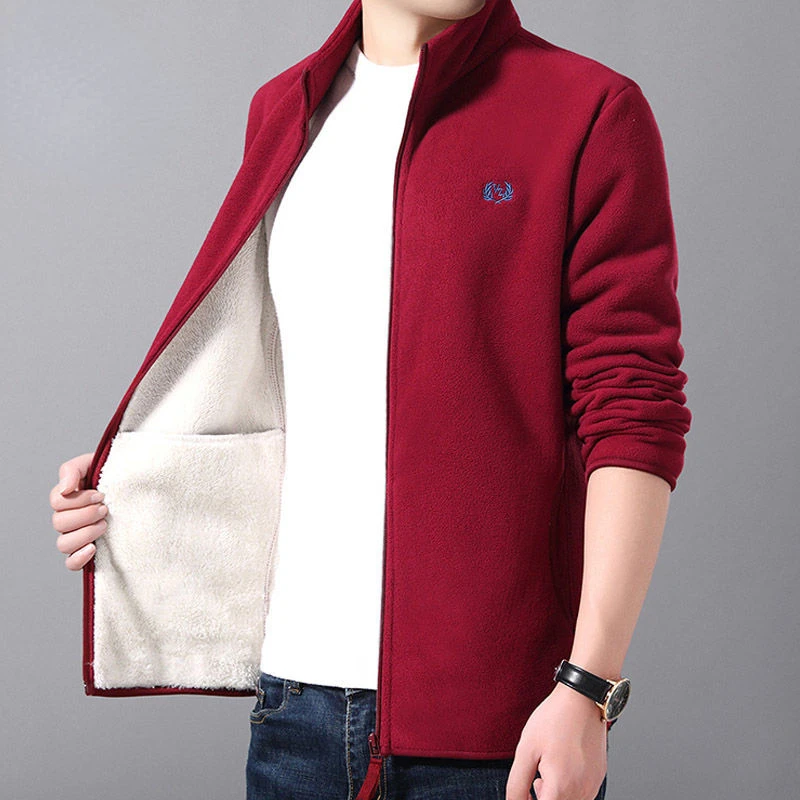 Fleece coats Men Streetwear Sweatshirt Military Zipper Bomber Jacket Warm Thick Men Clothing Solid Outerwear Motorcycle Jacket