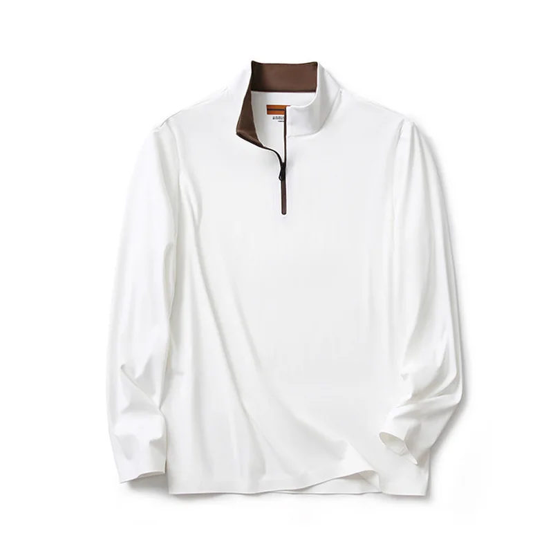 QICHE Men Ultra Fine Warm Fleece Half Zip T Shirt Seamless Press Bond Light Thermal Long Sleeve Base Top Spring Autumn