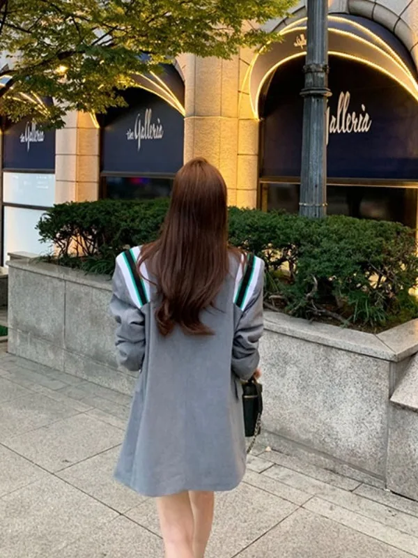 Sli Koreaanse Sle Dames Jaet Herfst Winter Faionable Ele Boyfriend Sle Suit Top Woon-werkverkeer