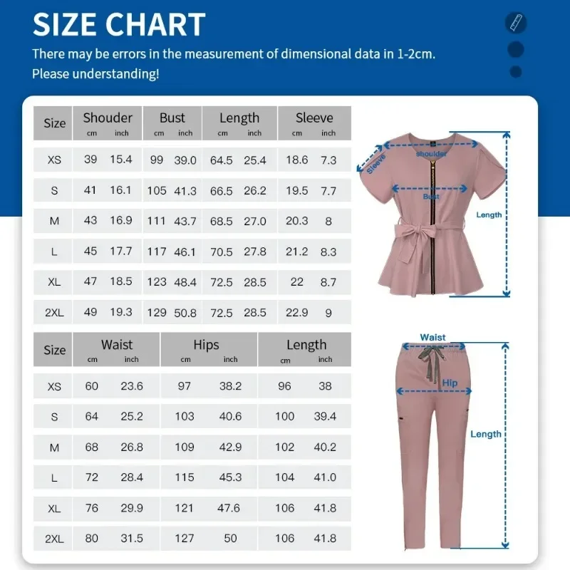 Tops de esteticista de talla grande + Pantalones con cuello en V, uniforme médico de Color sólido para mujer, uniforme de Spa de manga corta, ropa de enfermera, ropa de trabajo para médico