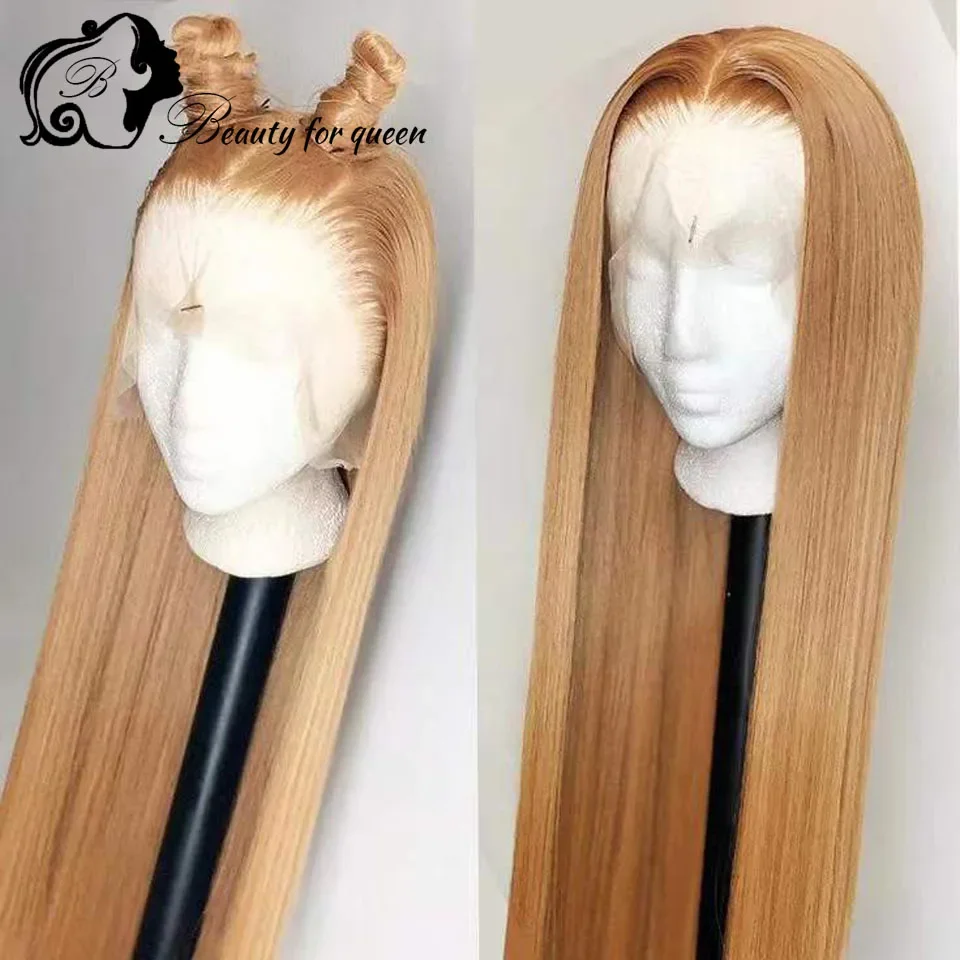 Honey Blonde 13x4 Lace Frontal Wigs 100% Human Hair Quality 180% Density Wearing Wigs Is Very Suitable For Attending Banquets