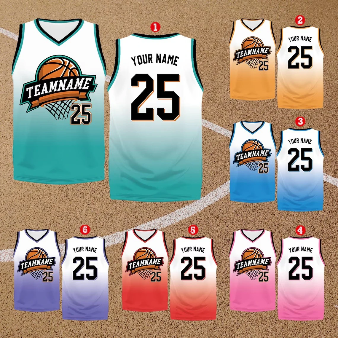 Custom Gradient Basketball Jersey Personalized Team Name Number Sleeveless Sports Tee For Men Women Basketball Team Training