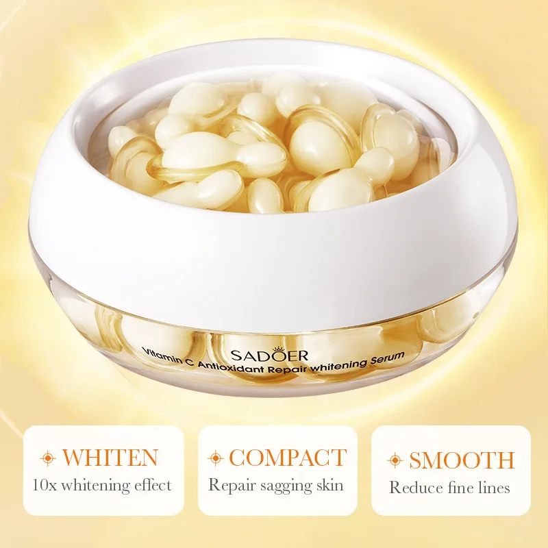 30pcs SADOER Rose Sanil Vitamin C Face Serum Capsule Facial Moisturizing Firming Facial Essence Beauty Face Skin Care Products