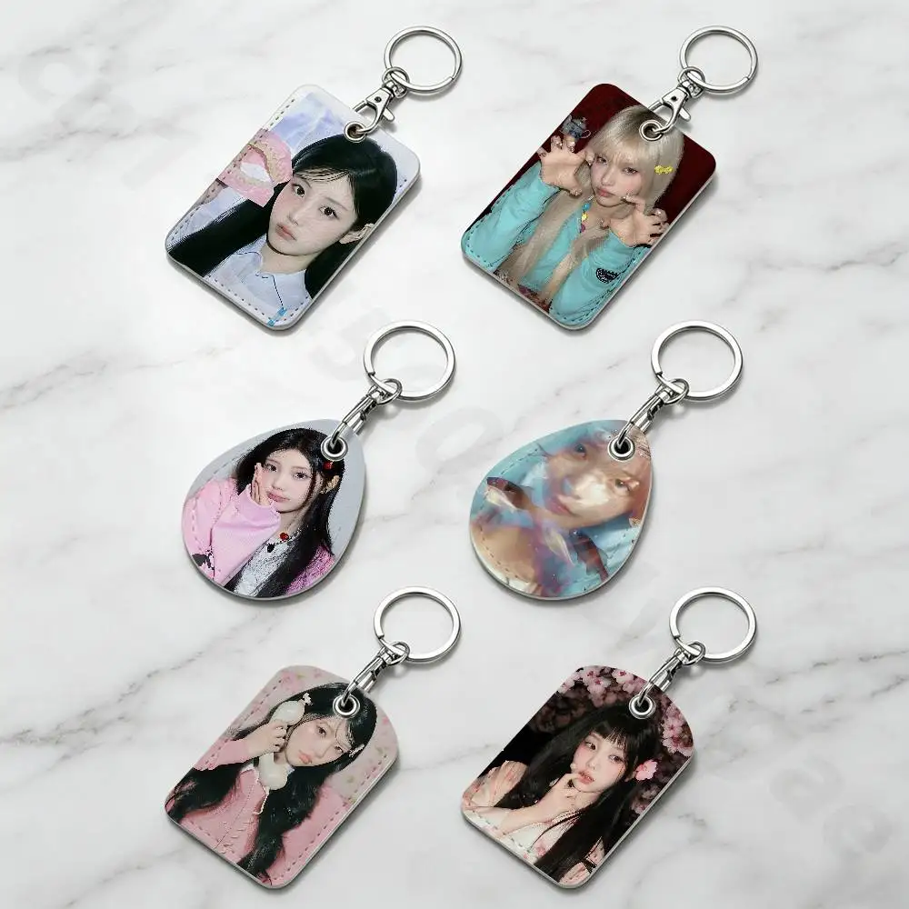 I-Illit ICONIC BY MISTAKE Rectangle Card Case Keychain Access Card Bag Key Tag Ring Leather Card Holder Key Ring Access