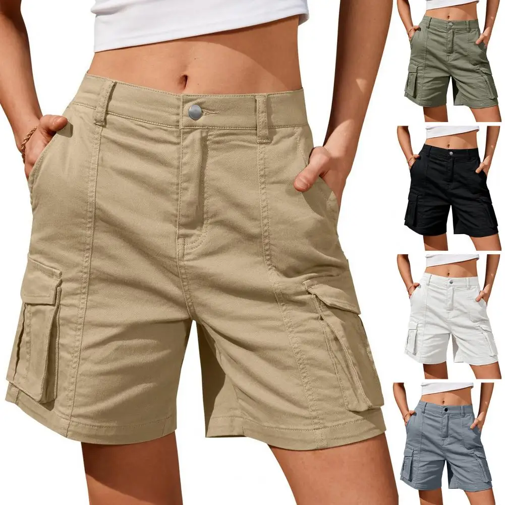 

Casual Loose Fit Women Shorts Stylish High Waist Women's Cargo Shorts with Wide Legs Multiple Pockets Quick Dry for Comfortable