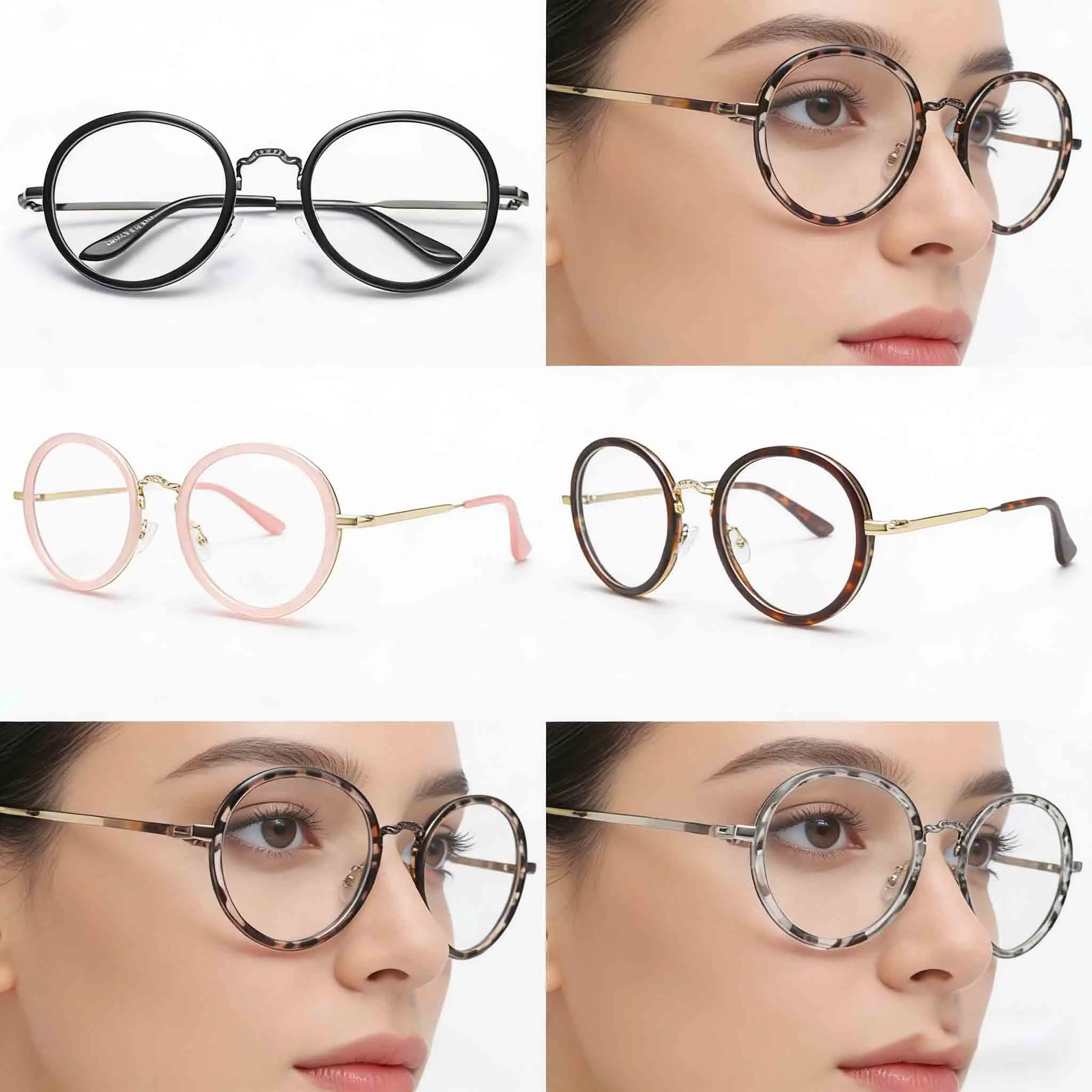 Classic Circle Eyeglasses Black Metal Glasses Frame Anti Blue Light Women Fancy Decorative Specs Lightweight Vintage Eye Wear