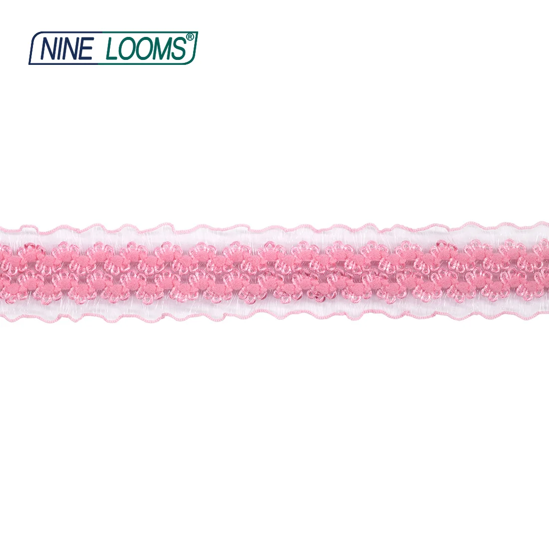 NINE LOOMS Mesh Frilly Lace Trim Elastic 1-1/8\