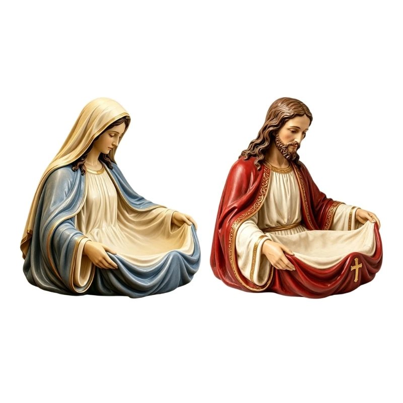 Halber Fuß aus Polyresin, meditierende heilige Statue, für Schmuck, Kreise, Ohrringe, Zuhause, Kirche, Geschenk, 3 x – Detail 1