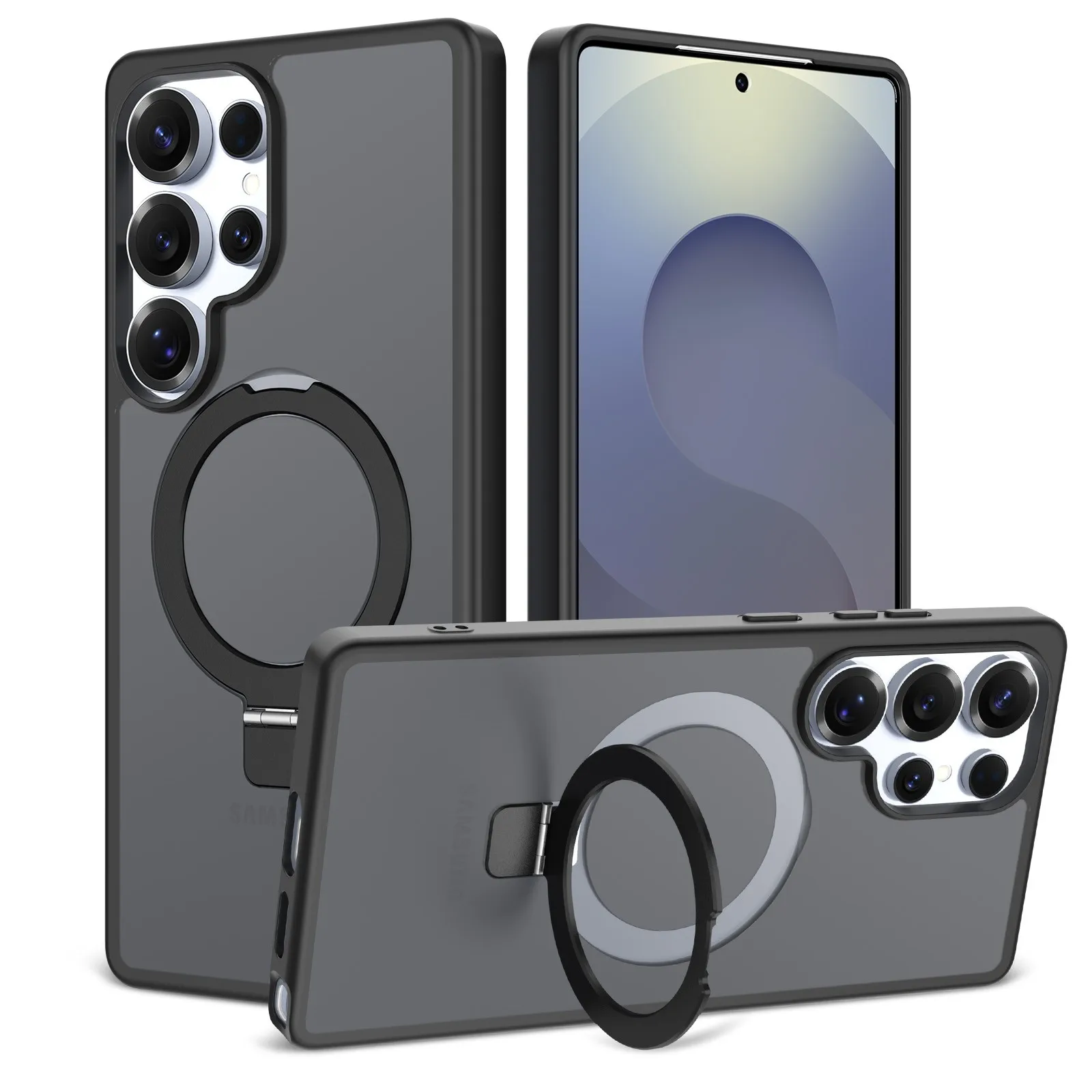 Magnetic for Magsafe Phone Case For Samsung Galaxy S25 Edge Ultra S24 FE S23 Ring Holder Shockproof Kickstand Hard Cover Funda