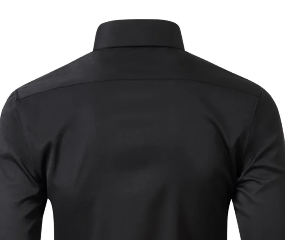 Blouse men 2026 casual four-sided stretch no-iron long-sleeved shirt silk gloss vertical feel European size men's shirt clothing
