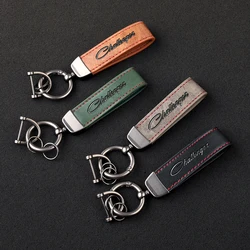 High-grade leather keychain Ultra-clear printing Metal keychain for Dodge Challenger car accessories