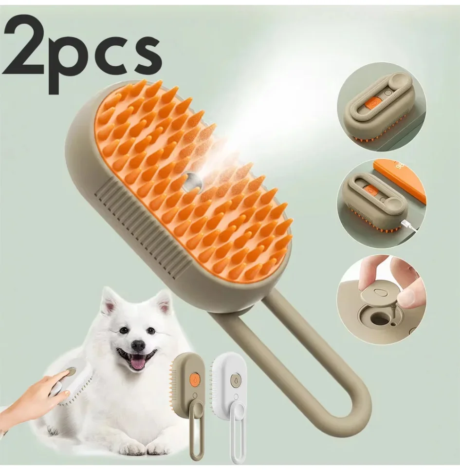 

1~2pcs Steam Pet Brush 3-in-1 Massage Dog Steamy Brush Spray Beauty Tangled and Loose Hair Removal Cats Grooming Comb Dogs