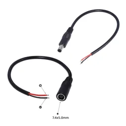 DC Power Supply Cable 7.4x5.0mm Female Male to 2 Pin Cable DIY wire Jack Charger charging Cord Extension Connector for Laptop