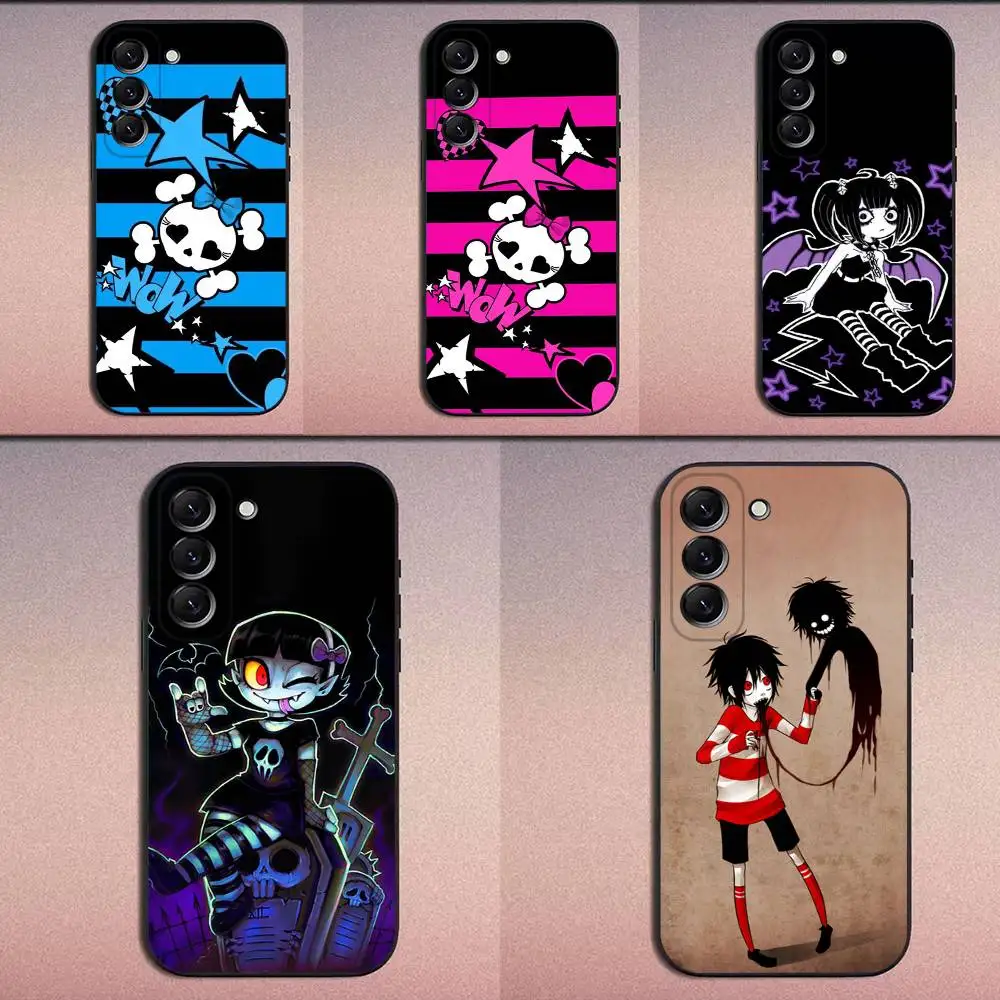 

Love Black and Cute Emo Phone Case For Samsung Galaxy A20,A21s,A22,A31,A32,A52,A53,A72,73,A80 Soft Black Cover