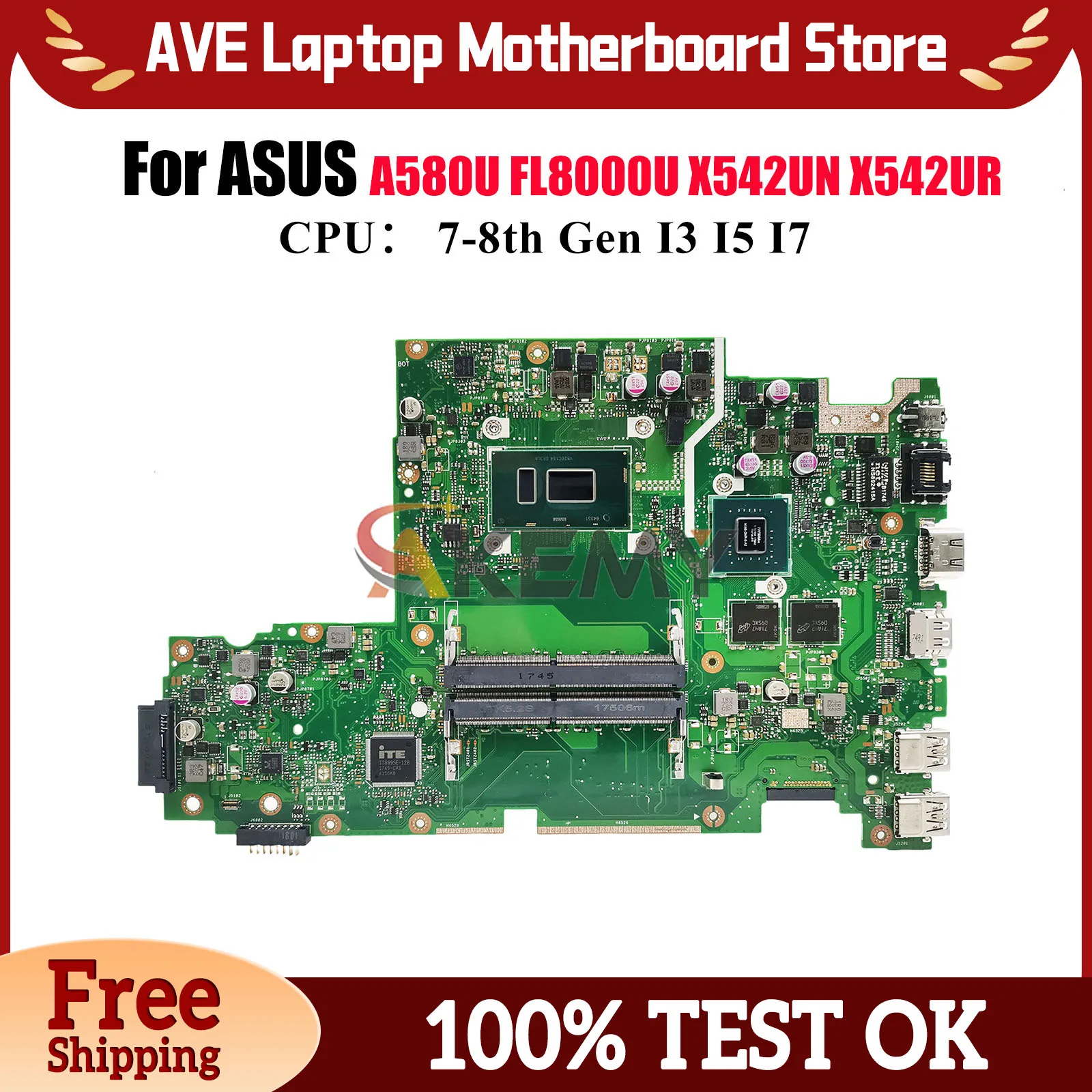 

Материнская плата для ноутбука X542UQ для ASUS X542UR X542UF X542URV X542U X542UN A580U X542URR FL8000U X542UQR с процессором I3 I5 I7