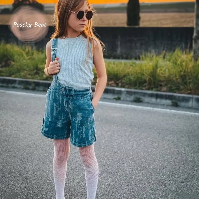 Fashion Baby Girl Clothes Set Vest+Floral Suspender Shorts 2PCS Toddler Teens Child Summer Suit Casual Outfit Baby Clothes 2-10Y