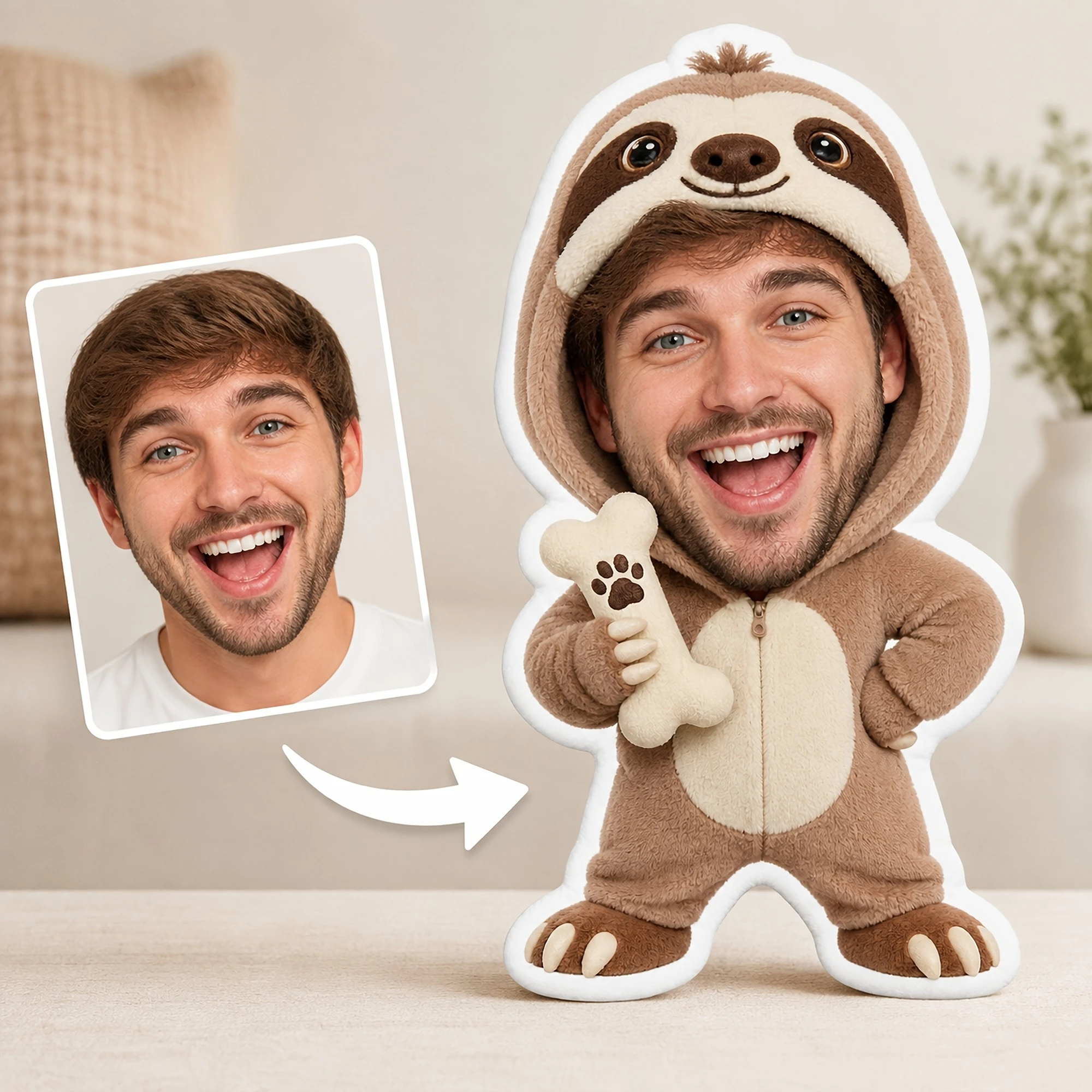 1pc [2D Flat] Custom Double Sided Printed Novelty Shaped Pillow, Personalized Funny Face Design Cushion for Sofa, Bed, Office, a