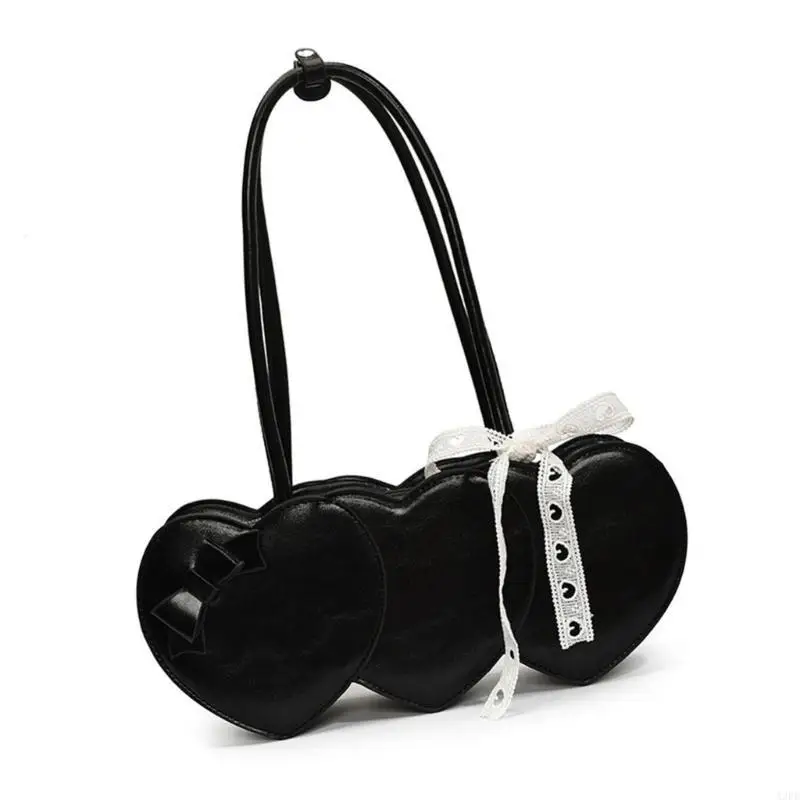 

A3PE Delicate Top Handle Bag with Heart Design PU Shoulder Bags for Everyday Use