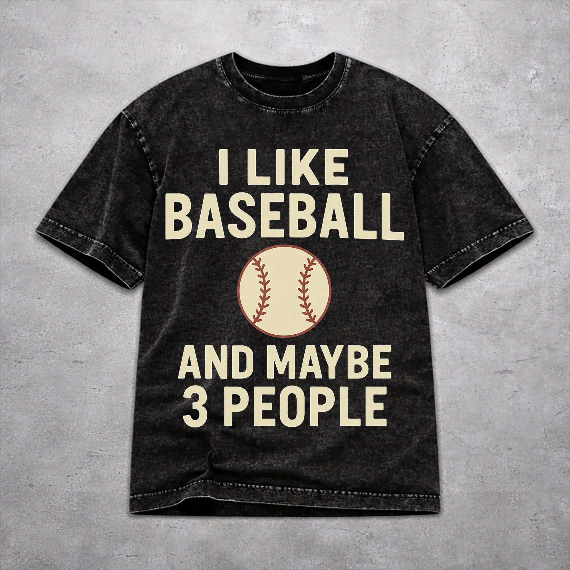 Vintage I Like Baseball And Maybe 3 People   Merch T-Shirts for Men Women  Washed Cotton Tee Shirt Clothes
