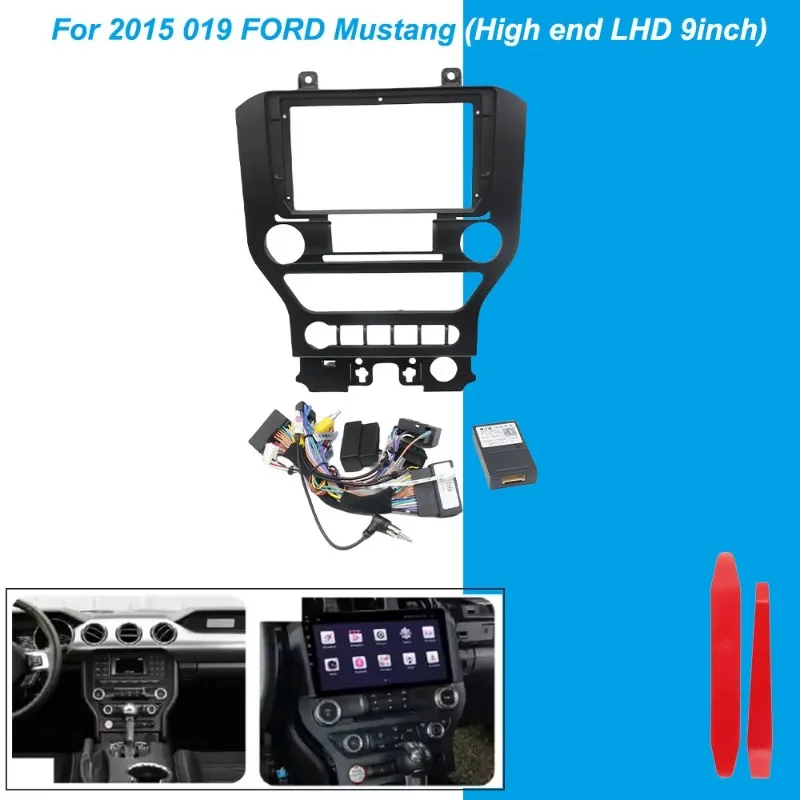 For Ford Mustang 2015-2018 9 Inch Car Fascia Frame Adapter Canbus Box Android Radio Dash Fitting Panel Kit Face Plate