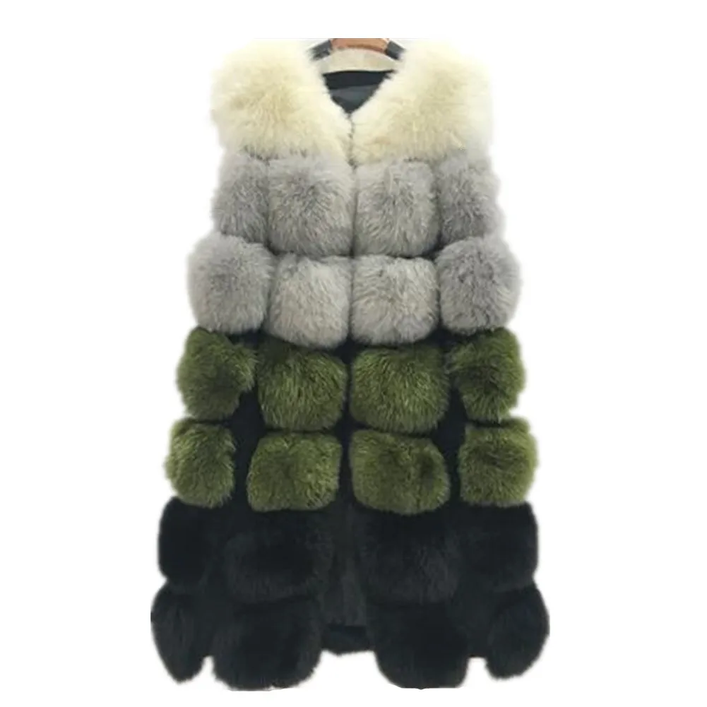 Cappotto della maglia della pelliccia delle nuove donne di modo di Lisa Colly inverno caldo gilet lunghi gilet di pelliccia donne Faux Fur Vest Coat capispalla giacca