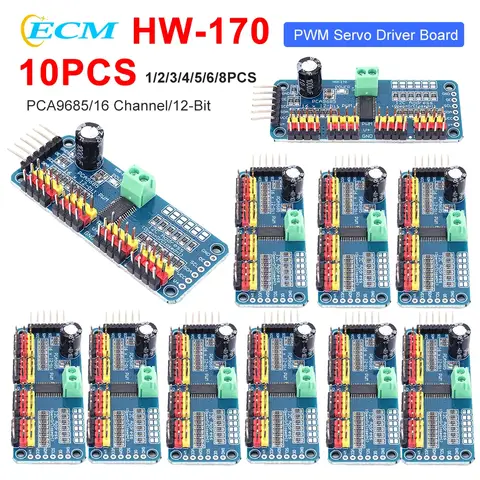 PCA9685 PWM Servo Motor Driver IIC Interface 16 Channel 12-Bit PWM Servo Motor Driver Board for Arduino Robot/ Raspberry Pi