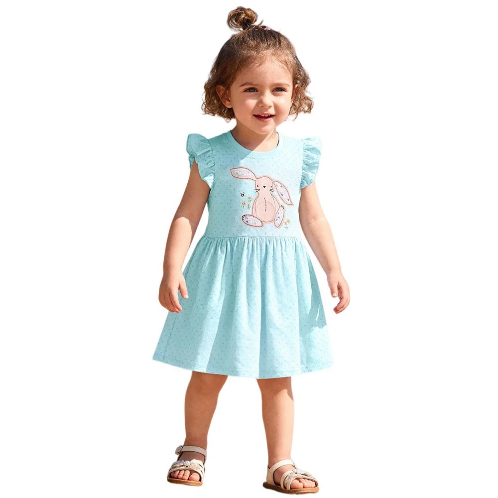 

Summer Girls Dresses Animals Applique Cute Children's Clothes Kids Fashion Party Birthday Baby Girls' Frocks